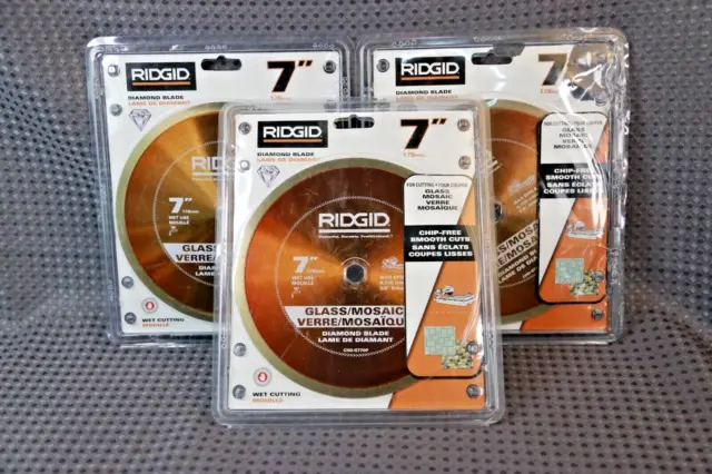 RIDGID 7-inch Continuous Rim Diamond Blade for Glass Tile / Glass LOT OF 3