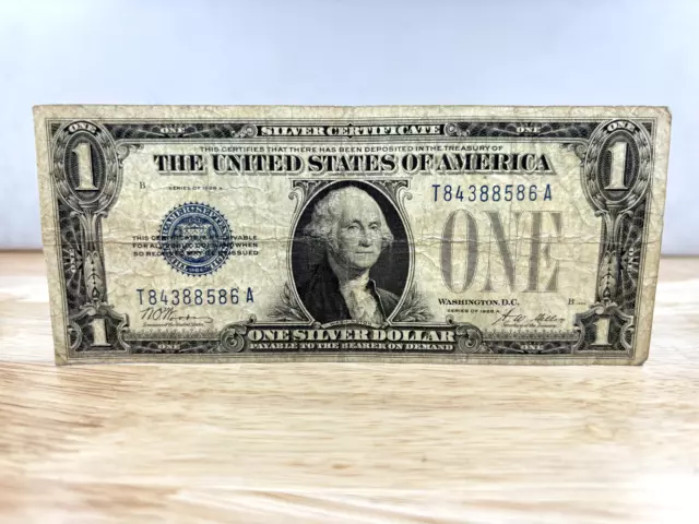FUNNY BACK 1928A $1 ONE Dollar Silver Certificate Paper Money Blue Seal T8438858