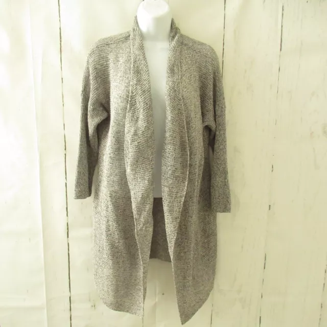 Eileen Fisher Cardigan Sweater L Gray Lagenlook Minimalist Linen Lightweight