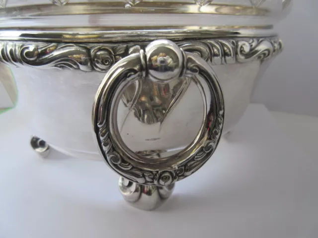 Schale Jardiniere Glas - Einsatz 800er Silber LUTZ & WEISS 1900 Schneckenfüße