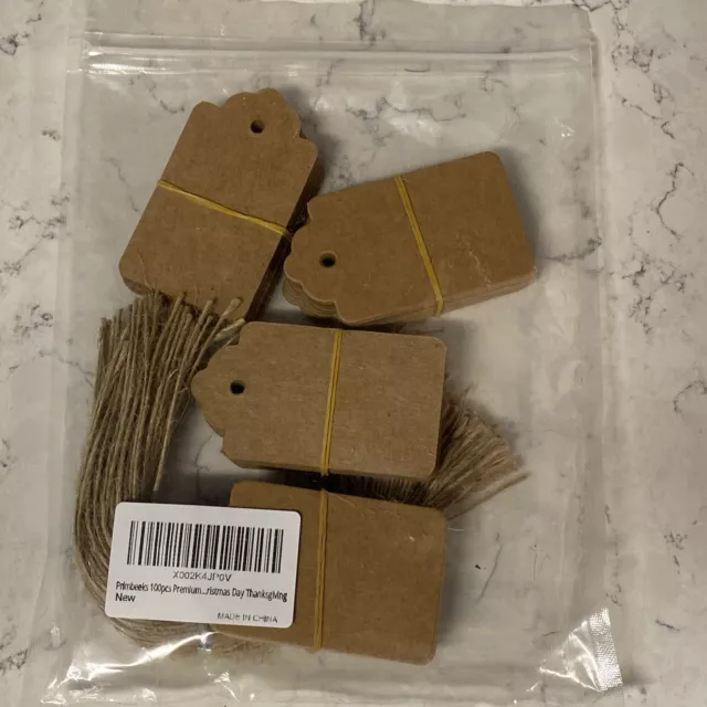 100Pcs Kraft Paper Gift Tags with String, Blank Gift Bags Tags Price Tags(Brown)