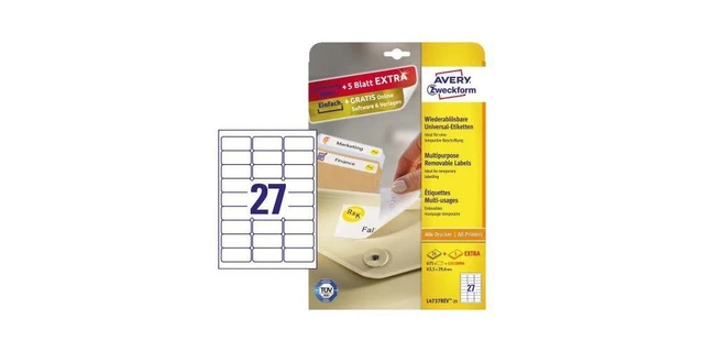 AVERY Zweckform Universal-Etiketten L4737REV-25 63,5x29,6mm weiß 25 Blatt