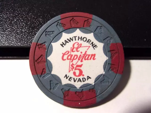 EL CAPITAN HOTEL CASINO $5 hotel casino gaming poker chip - Hawthorne, NV