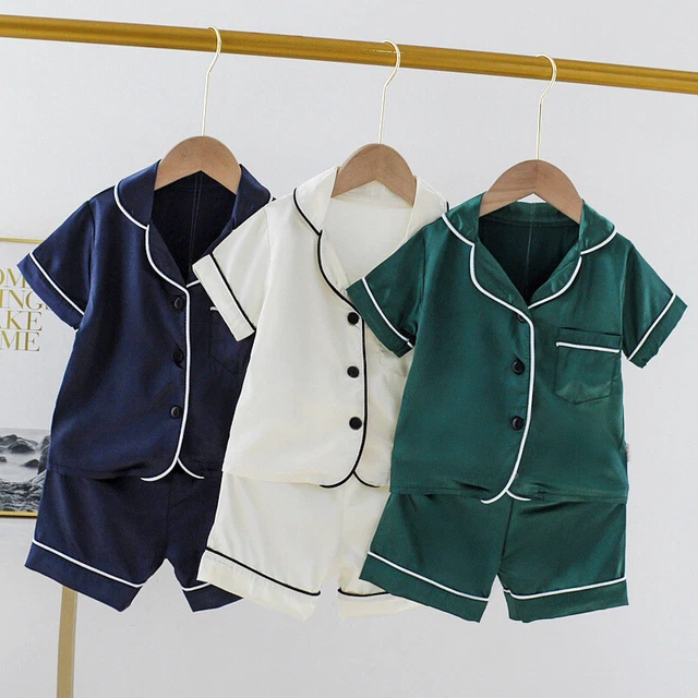 Top bambine raso massiccio + pantaloni pigiami pigiami abiti pigiami bambini