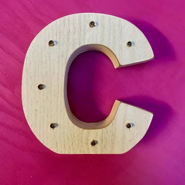 Decorative Light Up Wooden Letter C in White, 6" Marquee Alphabet Wall Mounted