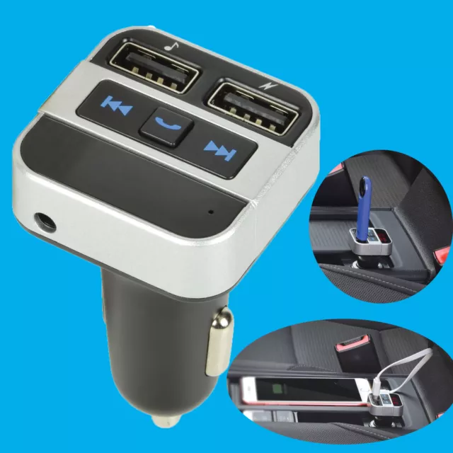 Bluetooth Mains-Libres Kit Voiture avec Double Chargeur USB, Fm Émetteur, MP3