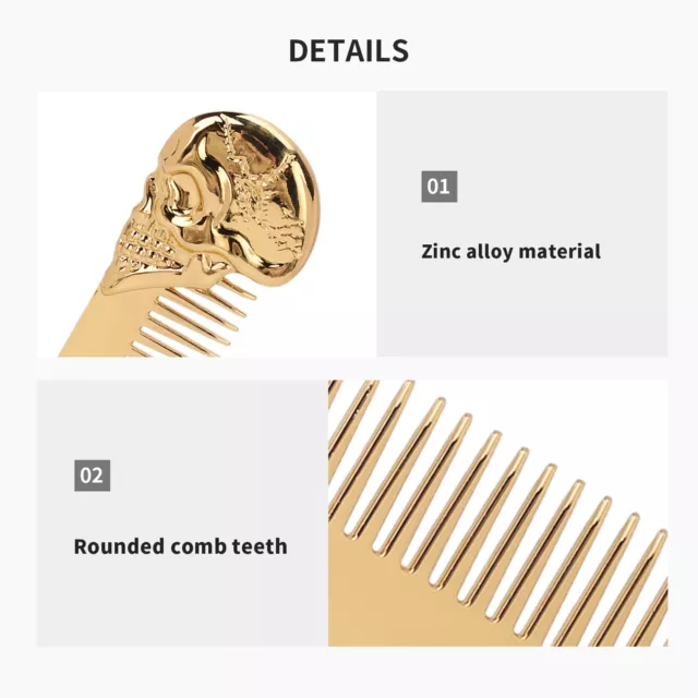 Pocket Beard Comb Zinc Alloy Skull Pattern Hair Styling Baffi Shaping Oil Comb G