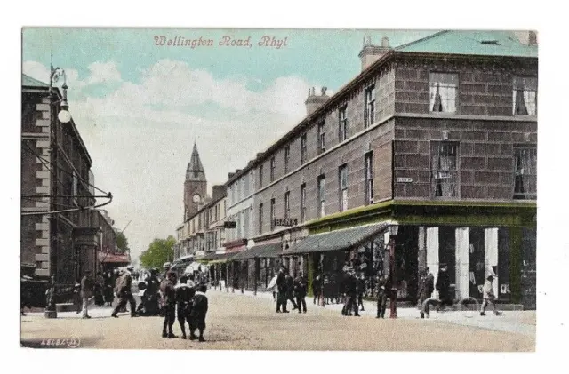 Rhyl, Wellington Road, Wales, Postcard.