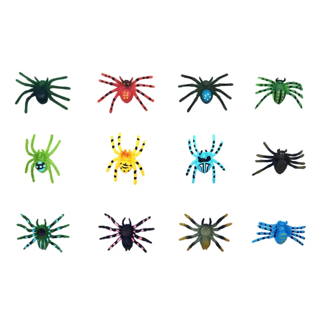 12 un. Decoraciones de araña falsa decorativas de plástico falso utilería de araña de Halloween