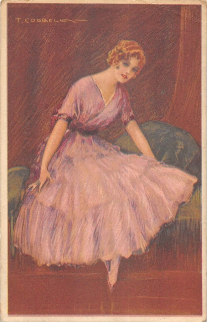 Asti - Cpa illustrateur signée Asti - Femme en robe