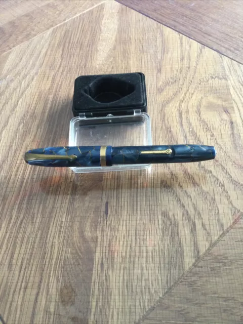 Blue Marble Vintage CONWAY STEWART 84 Fountain Pen  with 14ct Gold nib