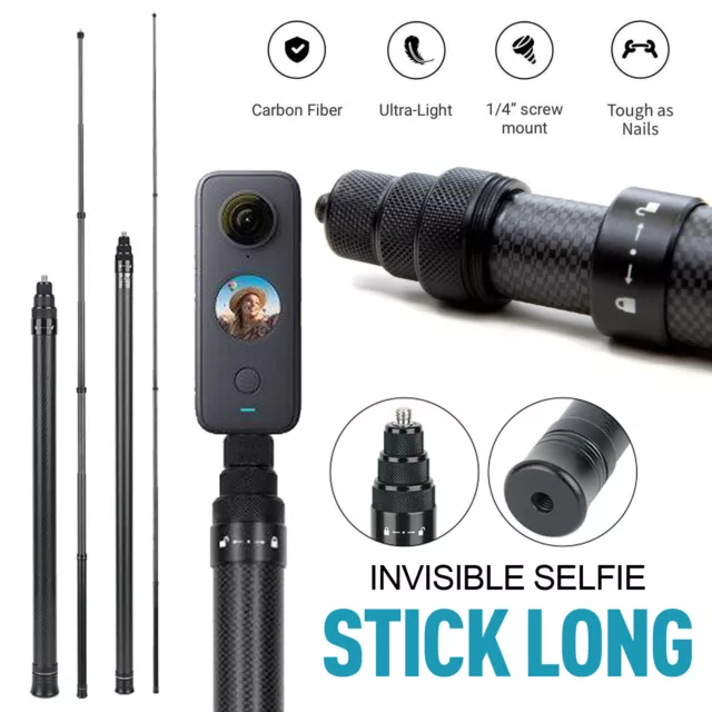 3m Invisible Selfie Stick Carbon Fiber For Insta360 Adjustable Sport Cameras