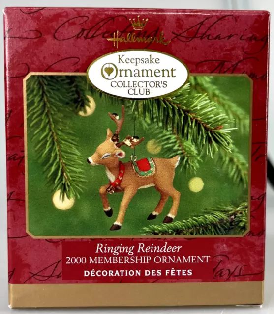 Hallmark Keepsake Ornament "Ringing Reindeer" Membership 2000 New