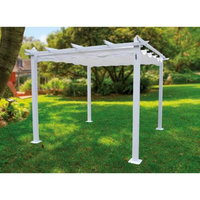 Pabellon, Cenador, Pergola de Aluminio 3x3 m Blanca con toldo