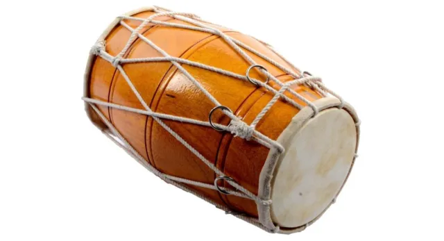 Indian Wooden Traditional Bina Dholak no. 39 Mini Musical Instrument With Bag