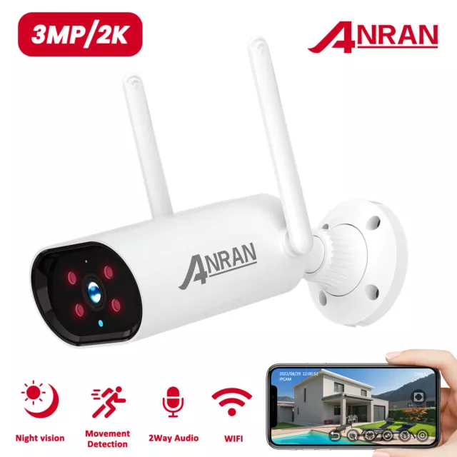 ANRAN Überwachungskamera Wireless WiFi 1296P Überwachung Video Zuhause im Freien