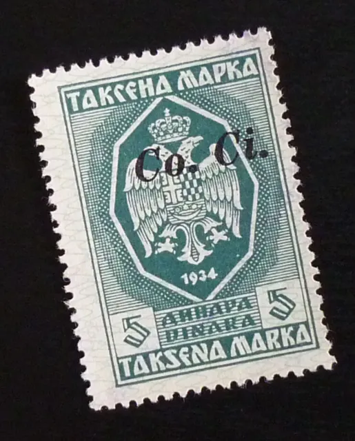 Slovenia c1942 Italy WWII Yugoslavia CO.CI Ovp. Revenue Stamp 5 Dinara US 15