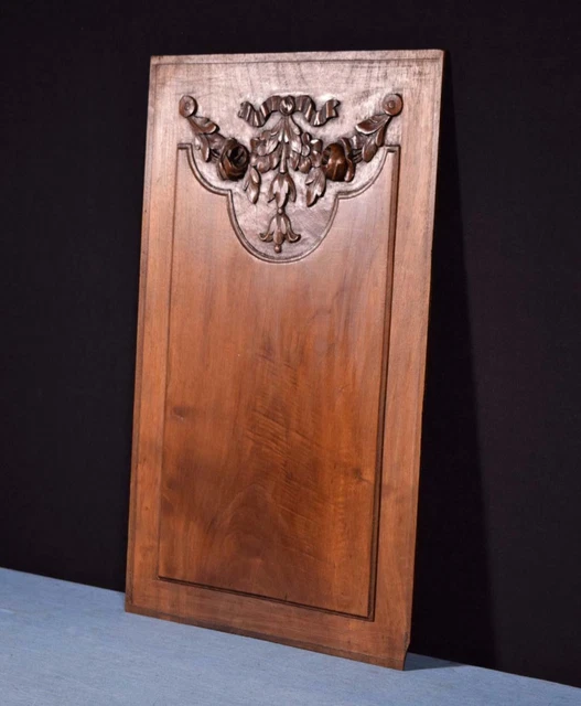 *French Antique Architectural Panel Door Solid Walnut Wood Highly Carved Salvage 2