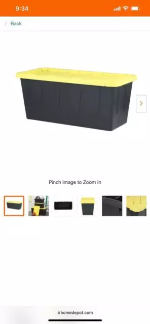 HDX 55 Gal. Tough Storage Tote in Black with Yellow Lid