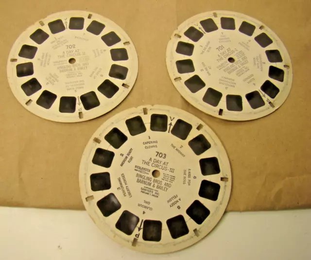 View-Master Circus A Day At The Circus 3 Reels-21 Pictures 701 702 703