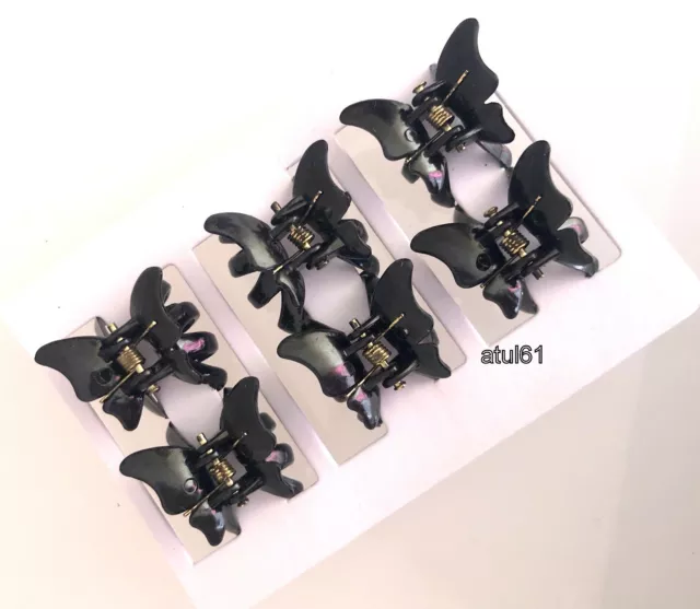 6 Black Brown Butterfly Mini Small Hair Claw Clamps Clips Grips Accessories New