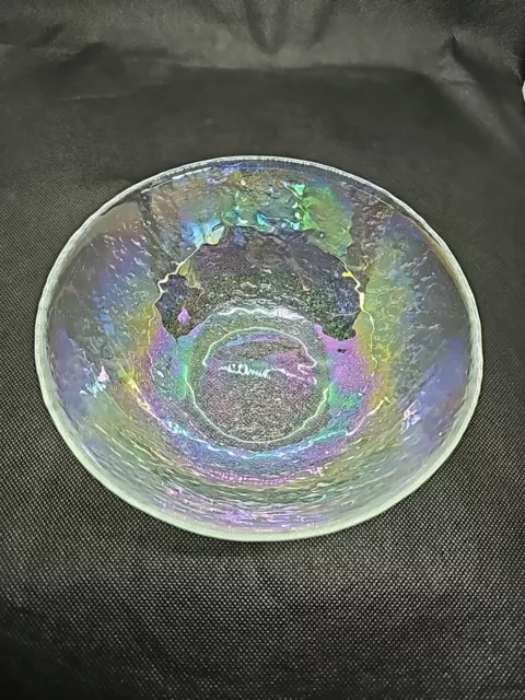 Iridescent Recycled Glass Textured Art Glass Bowl