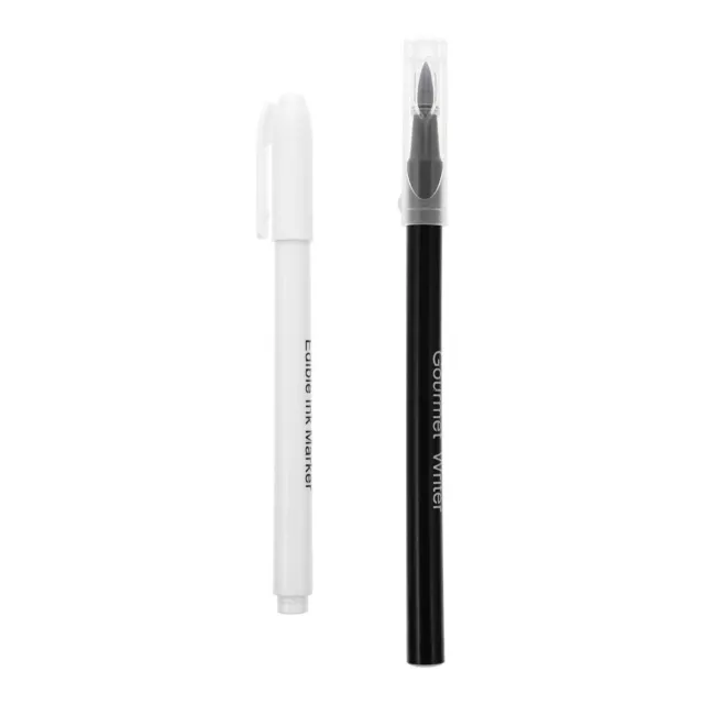 2 Pcs Essbarer Stift Plätzchen Schwarze Zierleiste Füller Tinte