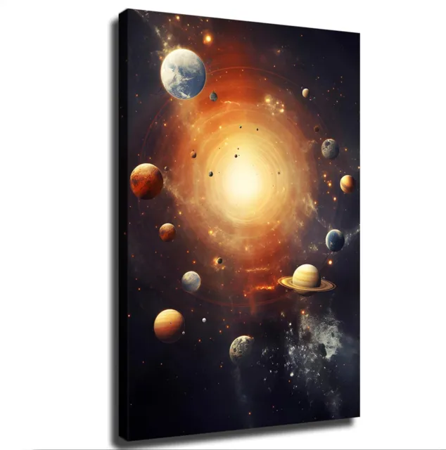 Solar System Planets Space Poster Picture HD Canvas Print Famous Artwork Framed