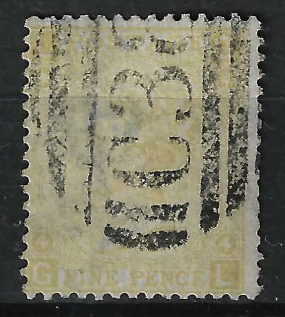 GB SG111 QV 1867 9d Pale Straw Plate 4 GL, Used in Callao, Peru (C38)