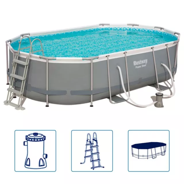 Above Ground Swimming Pool With Electric Filter Pump And Ladder Steel Frame Oval