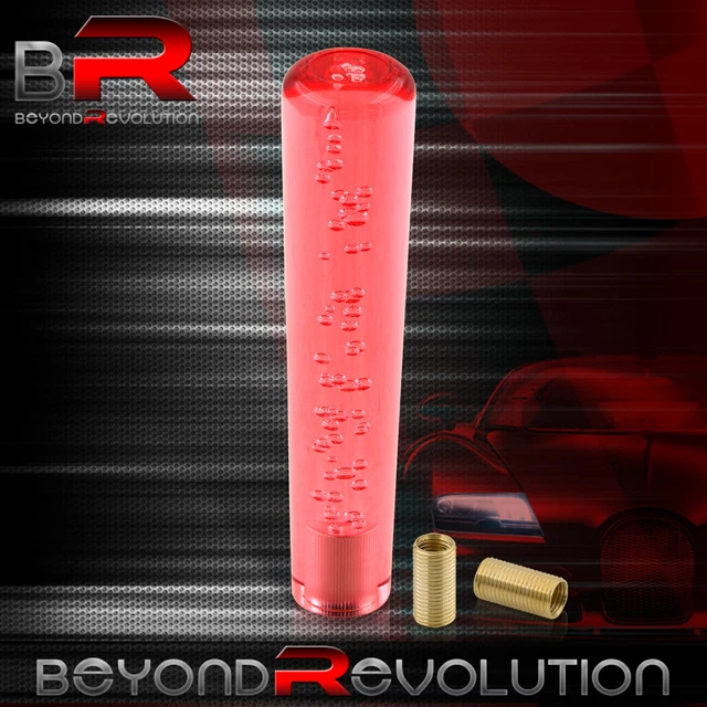 8" Bubble Extended Shift Knob A/T Manual Transmission M8 M10 M12 Adapter Kit Red
