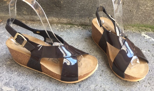 Sandales Pazapa En Cuir Noir - Taille 40 - Talon >7 Cm - Neuf Avec Emballage - Fabriqué En Espagne