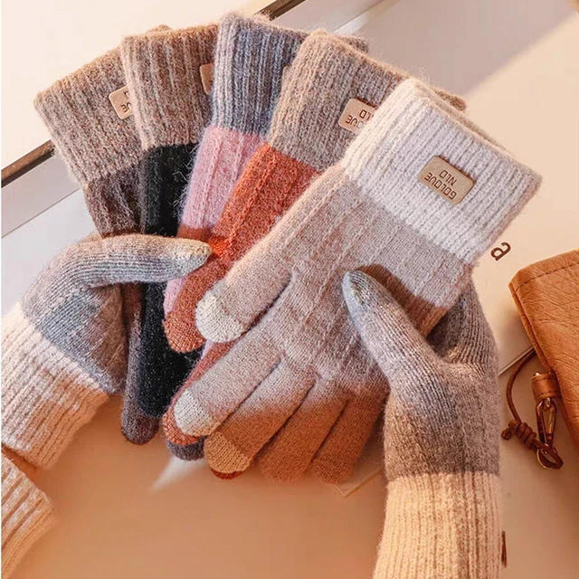 Gants Demi-doigts Chauds En Tricot Extensible - 1 Paire Unisexe, Longueur 21 Cm - Pour Femmes Et Hommes, Hiver, Activités Extérieures - 8