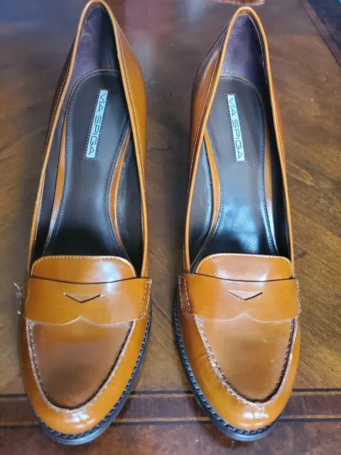 Via Spiga High Heeled Loafer Style Women's Size 10M Shoes Pre-Owned