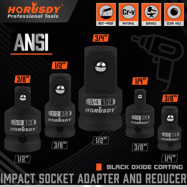 5PC Air Impact Socket Adapter Reducer Set Ratchet 1/4" 3/8" 1/2" 3/4" Drive Tool