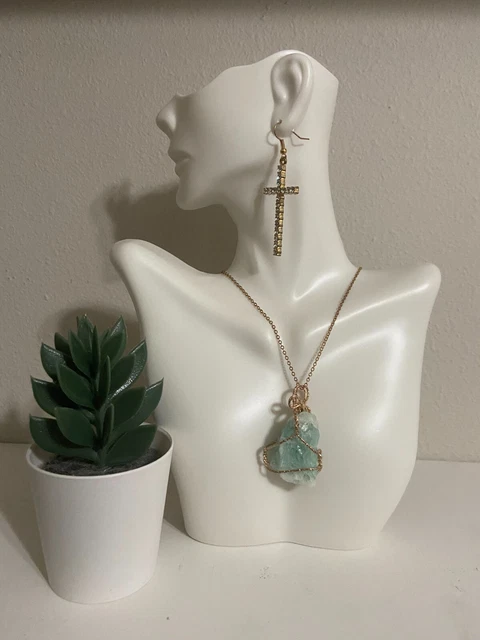 Natural Gemstone Necklace Chakra Stone Pendant Energy Healing Crystal with Chain