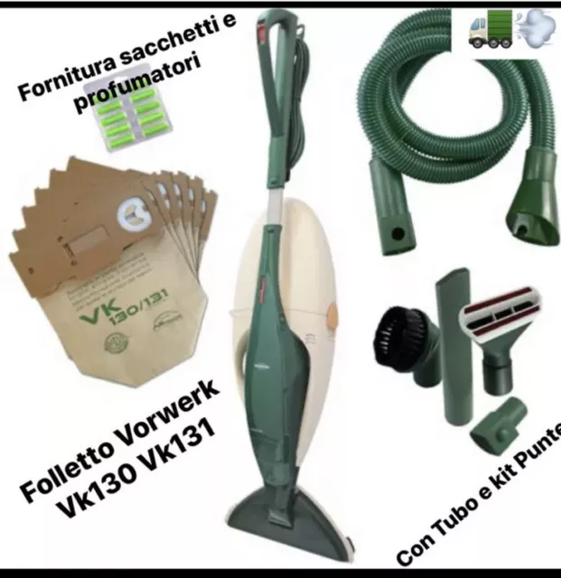 Aspirapolvere Folletto Vorwerk Vk130 Vk131 Con Garanzia Tubo Kit Punte Sacchetti