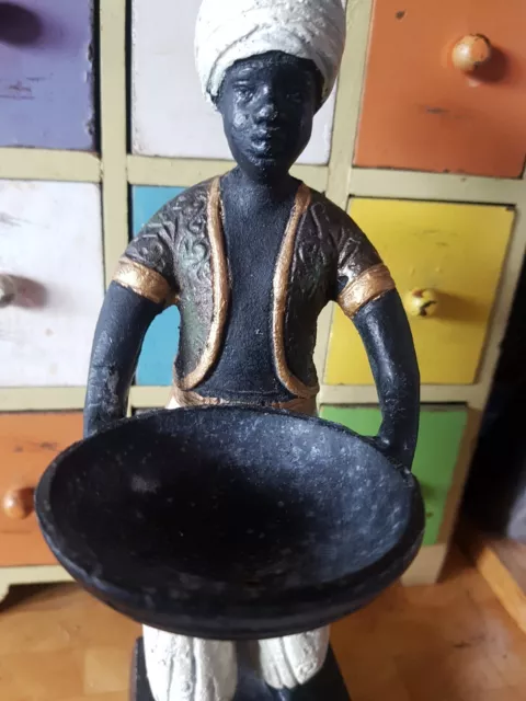 Old Cast Iron Blackamoor figurine, appears to have been part of a lamp?