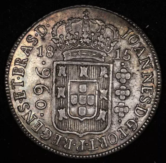 1815 B Brazil Silver 960 Reis Higher Grade