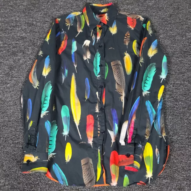 Paul Smith Top Women 40 Medium Multicolor Colorful Feather Button Up Casual