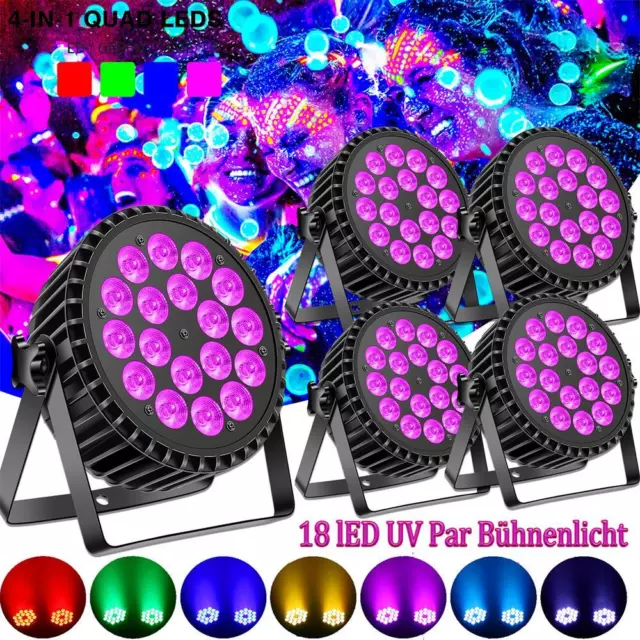 4X 200W UV PAR Bühnenlicht RGBW 18 LED DMX Disco Lichteffekt DJ Party Licht Show