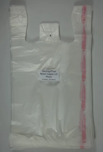 1000 Qty. Milky Clear Plastic T-Shirt Retail Shopping Bag w/Handles 11.5"x6"x21" 2