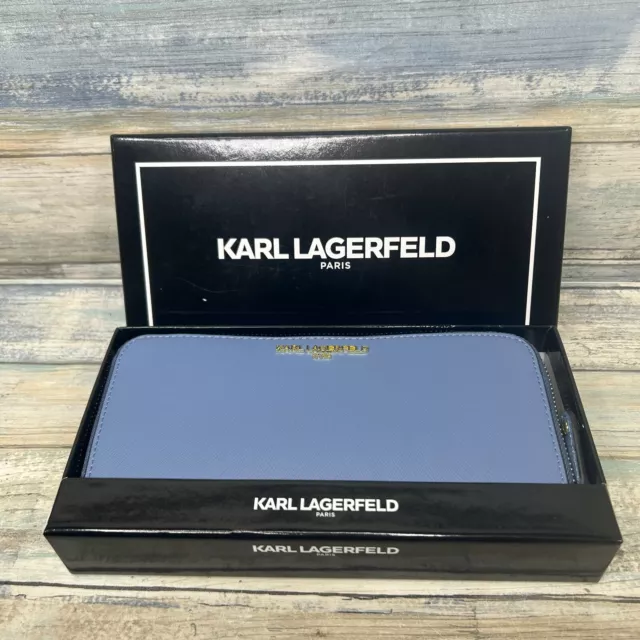 Karl Lagerfeld Wallet Zip-Around Clutch Blue Chambray