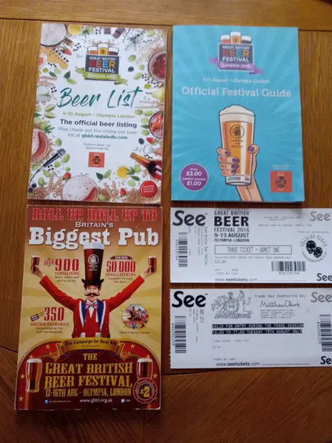 3 Great British Beer Festival Programmes + Trade Tickets