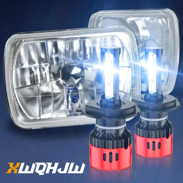 Pair 7X6" 5X7" LED Headlights H4 Fit For Ford E-100 E-150 E-250 E-350 Econoline