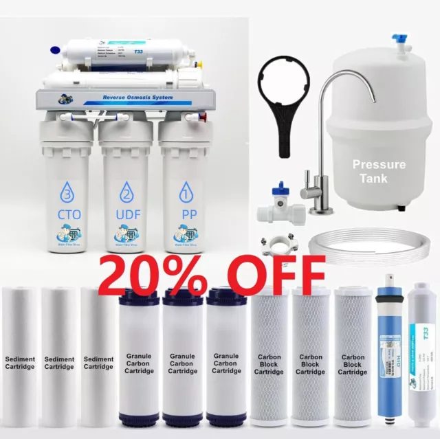 6 Stage Undersink Reverse Osmosis Water Filter RO System 100 GPD Mineral Filters