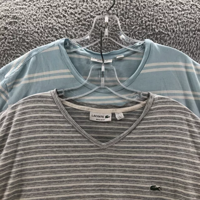 Lacoste Shirt Mens 3XL V-Neck Striped Crew Neck Short Sleeve Tee 4XL Lot Of 2