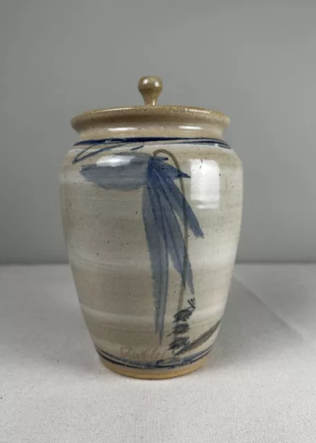 Asian Ginger/Temple Jar w/Lid ~ Handmade, Painted, Signed ~ Vintage Estate Find