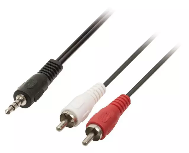 Câble adaptateur audio jack 3,5 mm stéréo mâle vers 2x rca mâles 1,50 m noir