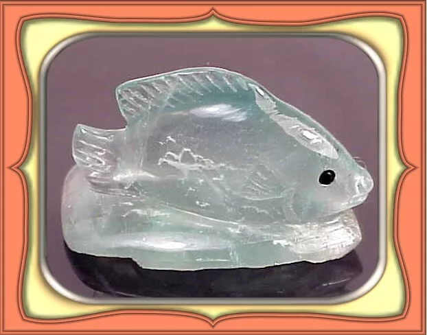**55.0ct Gem Chinese Fluorite Fish Carving**